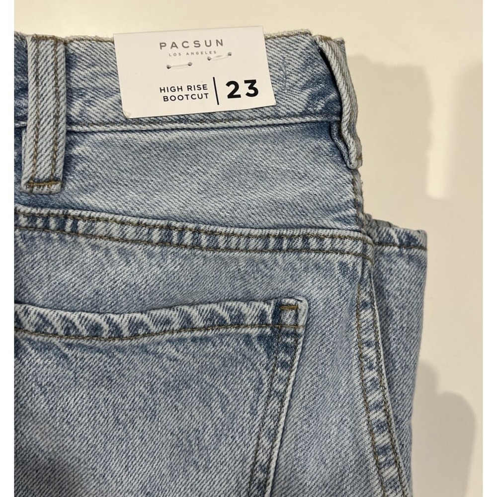PacSun Eco Light Blue Slit High Waisted Bootcut Jeans Woman's Size 23 New - Picture 5 of 9
